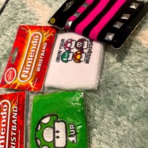 3 Wrist bands -Super Mario & studded punk